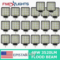 20X 48W 12V Pods Led Work Light Boat Flood Tractor Truck Offroad SUV UTE 4WD ATV