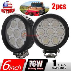 2X 6inch 70W Round LED Offroad Lights European Driving Fog Lamp Truck Tractor