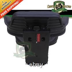 Black Universal Tractor Seat With Full Suspension and Adjustable Angle Base