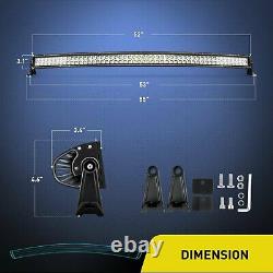 For 99-15 Ford F250 F350 Super Duty 52 Curved LED Light Bar +4'' Pods + Wiring
