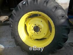 TWO 13.6x28, 13.6-28 R1 12 Ply Tractor Tires on 6 Loop Wheels withCenters