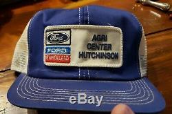 VINTAGE 1980s FORD NEW HOLLAND K-PRODUCTS USA PATCH TRUCKER SNAPBACK HAT JJ